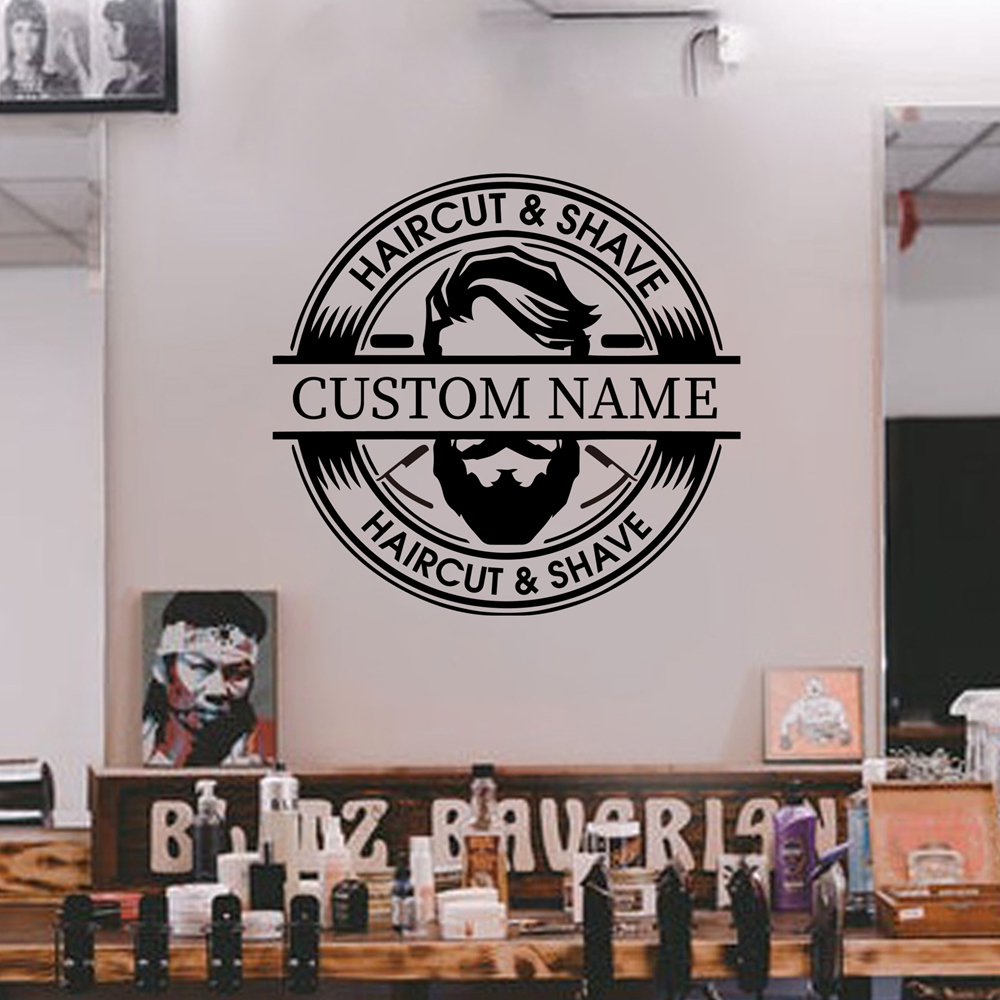 Home Decor Sticker - 1PC Cartoon Hairdressing Customizable Name Home