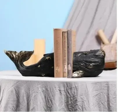 Aesthetic Bookend - Gold Plated Whale Bookends Library Bookshelf
