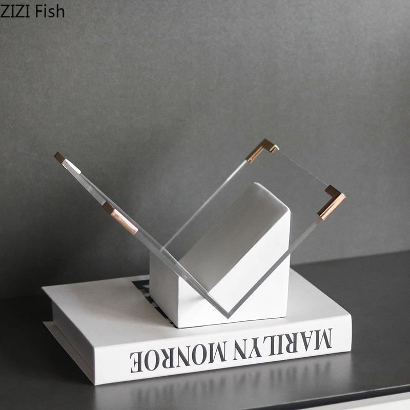 Aesthetic Bookend - Marble Acrylic Magazine Rack Desktop Organizer