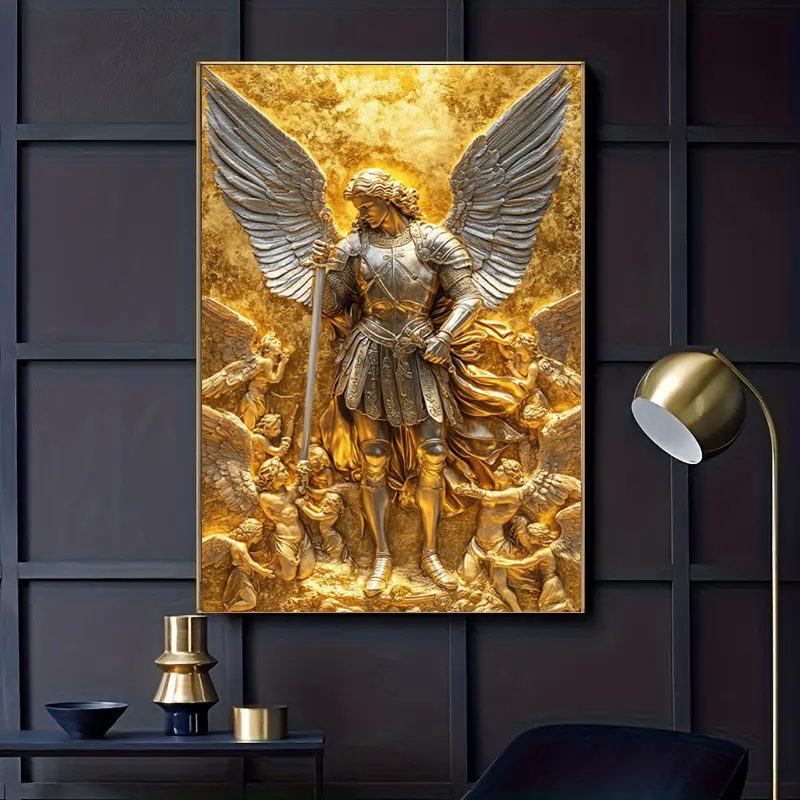 Home Decor Company - Archangel Michael Gold Angel Statue Wall