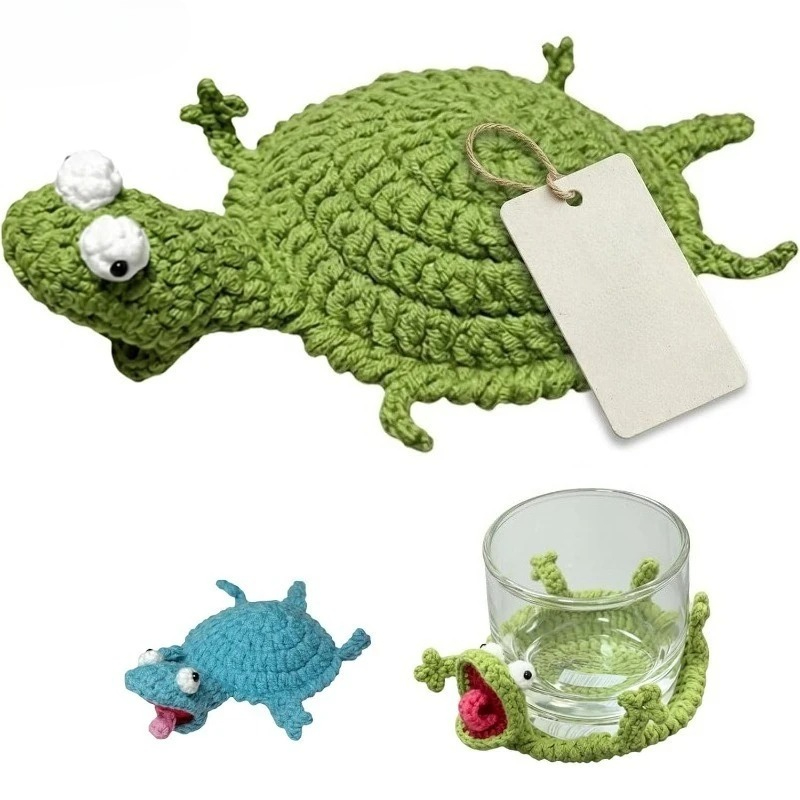 Home Decor Etsy - Crochet Lizard Coaster Cute 3D Handmade