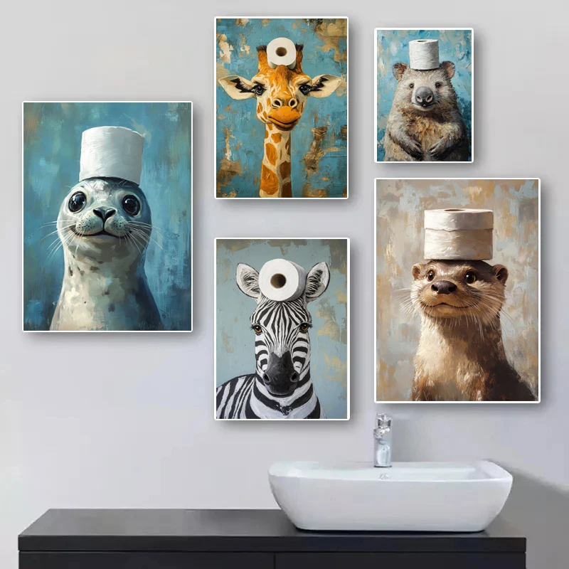 Cartoon Cute Funny Animals wit - Home Decor Scrap 评论和价格