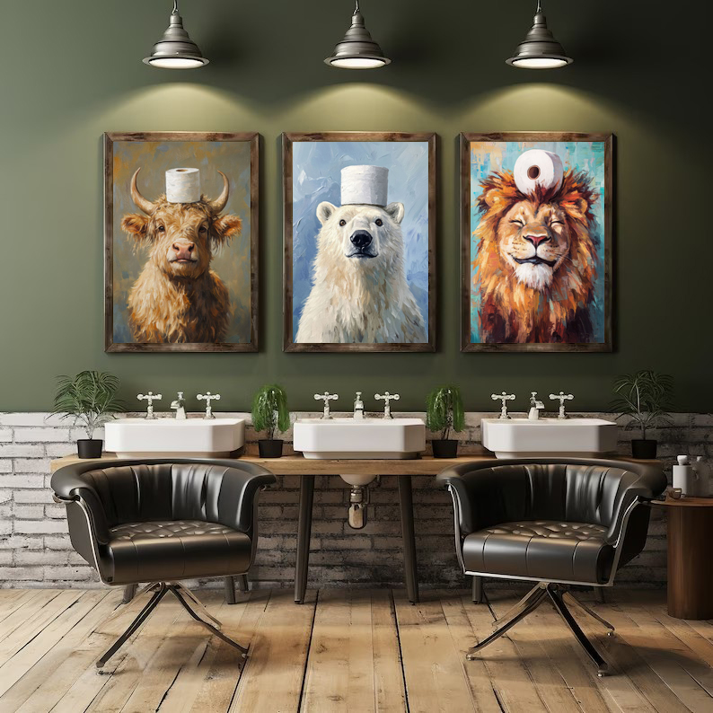 Cartoon Cute Funny Animals wit - Home Decor Scrap 评论和价格