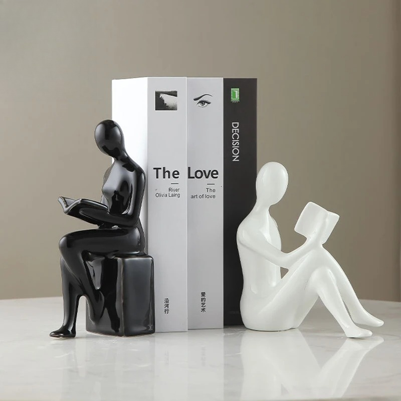Reader Character Ceramic Statu - Aesthetic Bookend 评论和价格