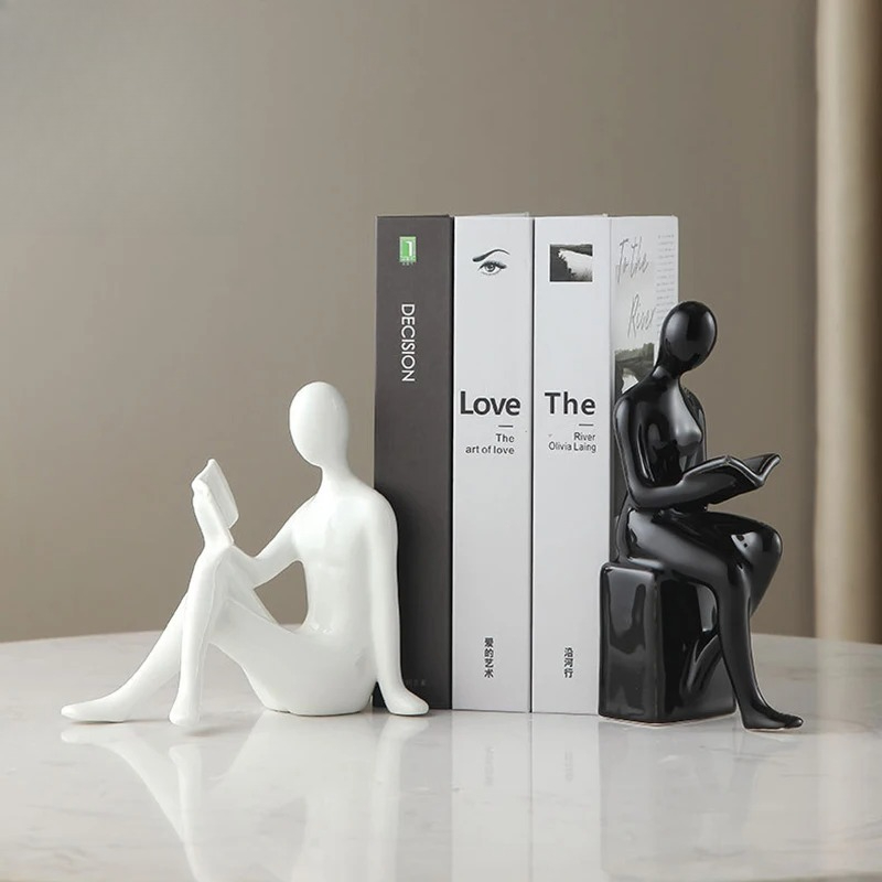 Reader Character Ceramic Statu - Aesthetic Bookend 评论和价格