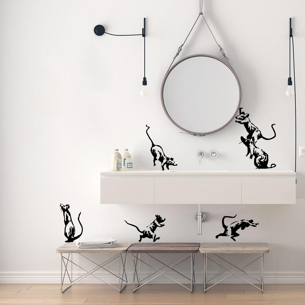 5Pcs Banksy Toilet Rats Wall S - Home Decor Vinyl Flooring 评论和价格