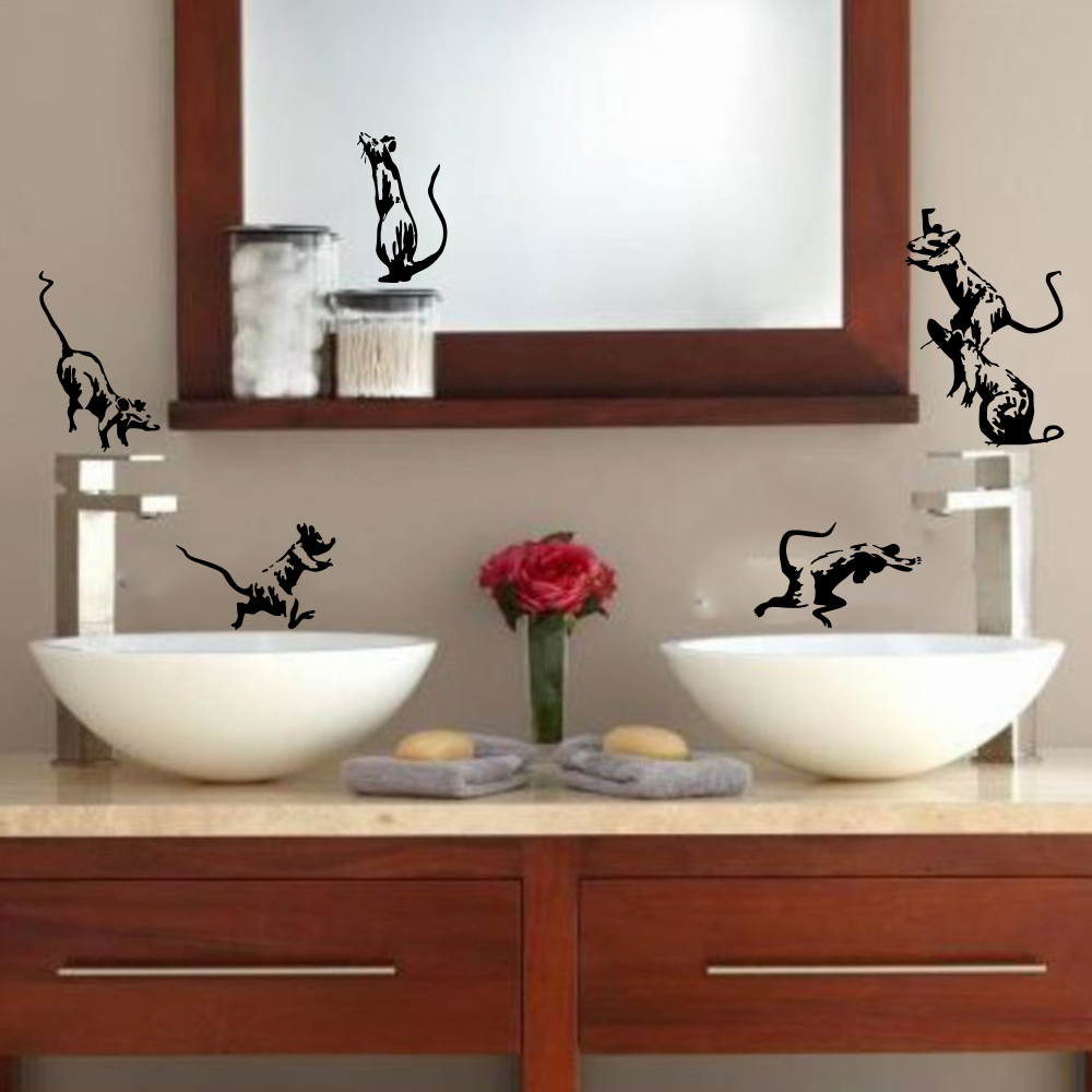 5Pcs Banksy Toilet Rats Wall S - Home Decor Vinyl Flooring 评论和价格
