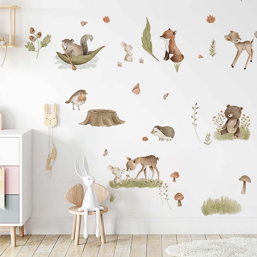 Nordic Forest Cartoon Wall Sti - Home Decor Vinyl Flooring 评论和价格