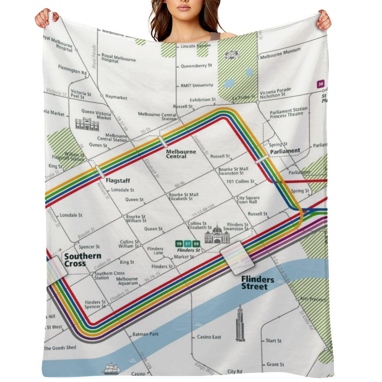 Melbourne City Rail Map Square - Home Decor Melbourne 评论和价格