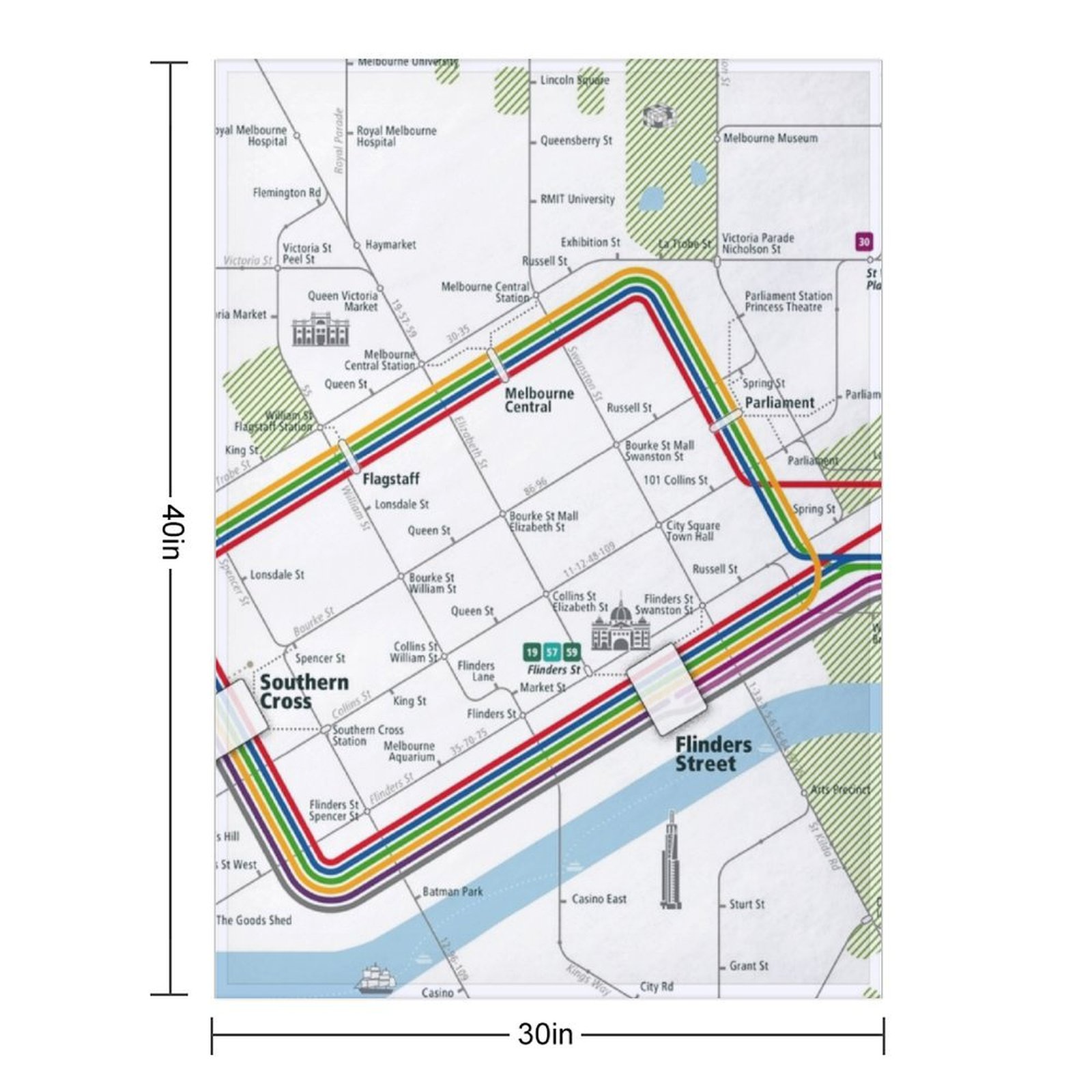 Melbourne City Rail Map Square - Home Decor Melbourne 评论和价格