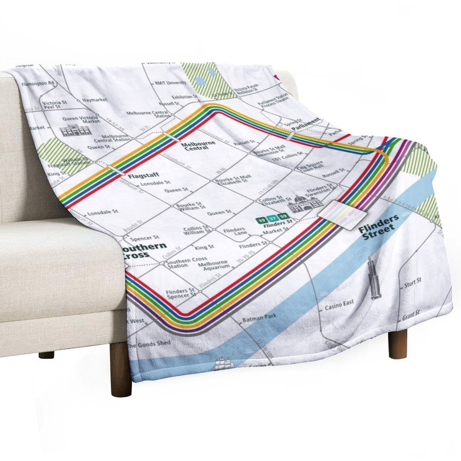 Melbourne City Rail Map Square - Home Decor Melbourne 评论和价格