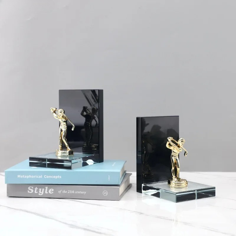 Golden Golf Player Sculpture A - Aesthetic Bookend 评论和价格