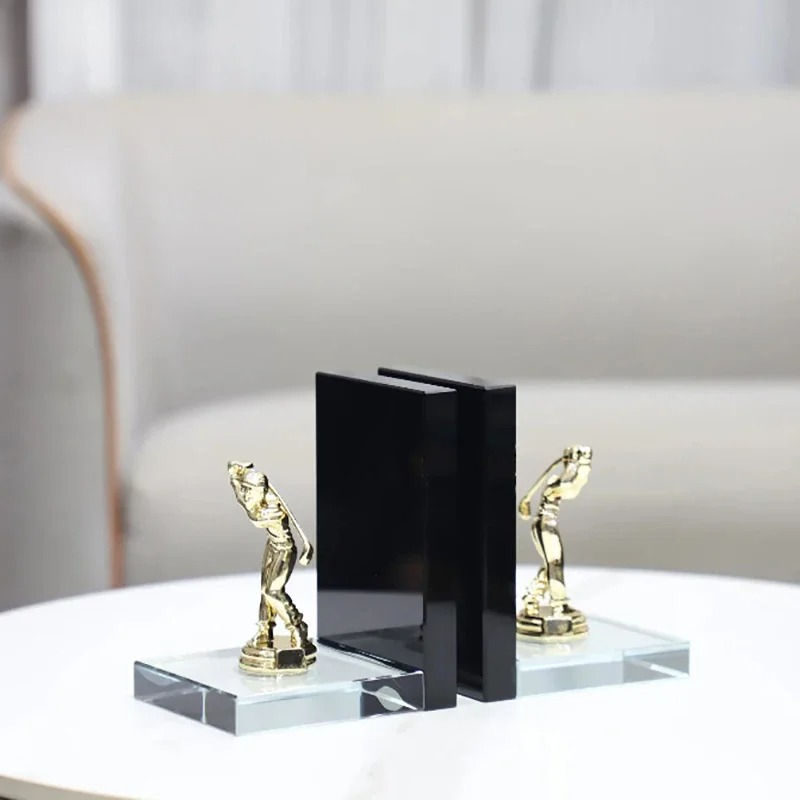 Golden Golf Player Sculpture A - Aesthetic Bookend 评论和价格