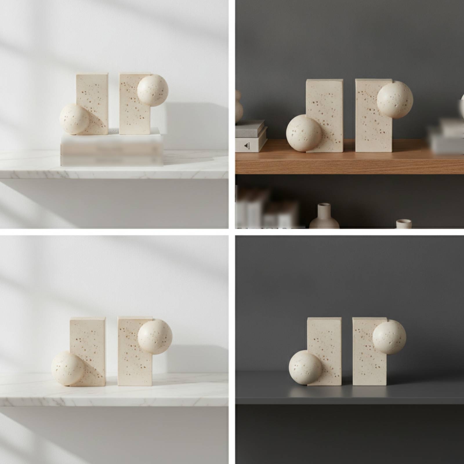 Sculptural Bookends Stone-Look - Aesthetic Bookend 评论和价格