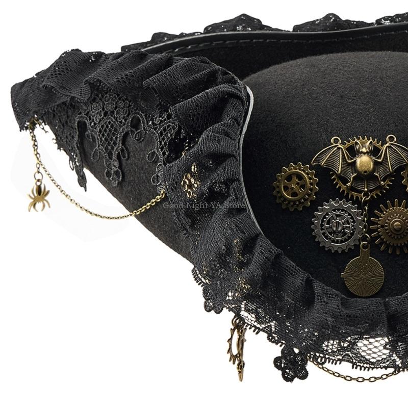 Lace Trim Bat Gear Pirate Hat  - Victory Home Decor 评论和价格
