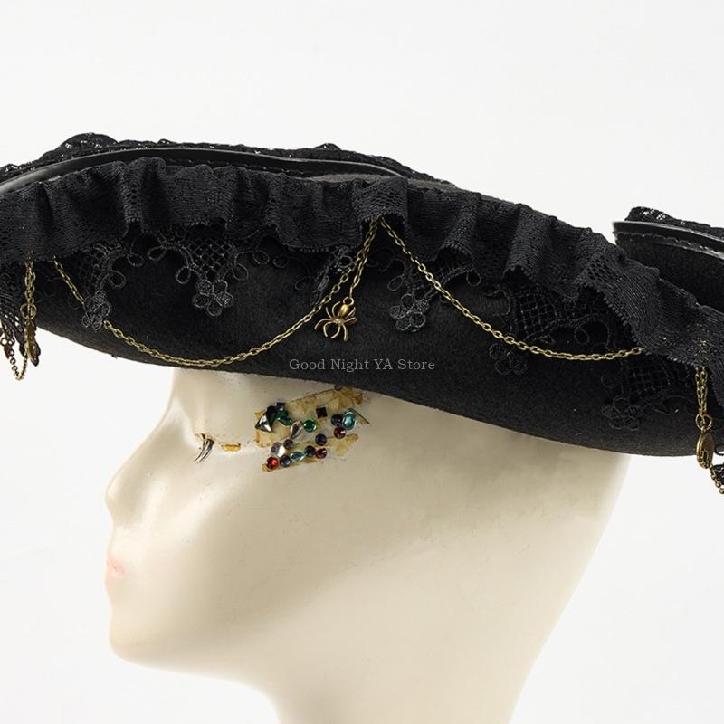 Lace Trim Bat Gear Pirate Hat  - Victory Home Decor 评论和价格