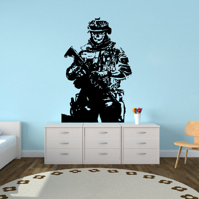 Solider Sniper Skull War Wall  - Home Decor Vinyl Flooring 评论和价格