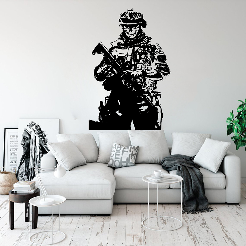 Solider Sniper Skull War Wall  - Home Decor Vinyl Flooring 评论和价格