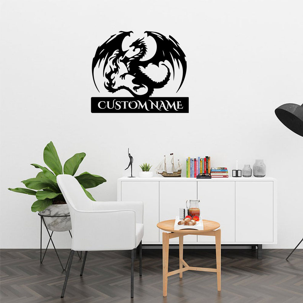 1PC Cute Dragon Custom Text Na - Home Decor Sticker 评论和价格