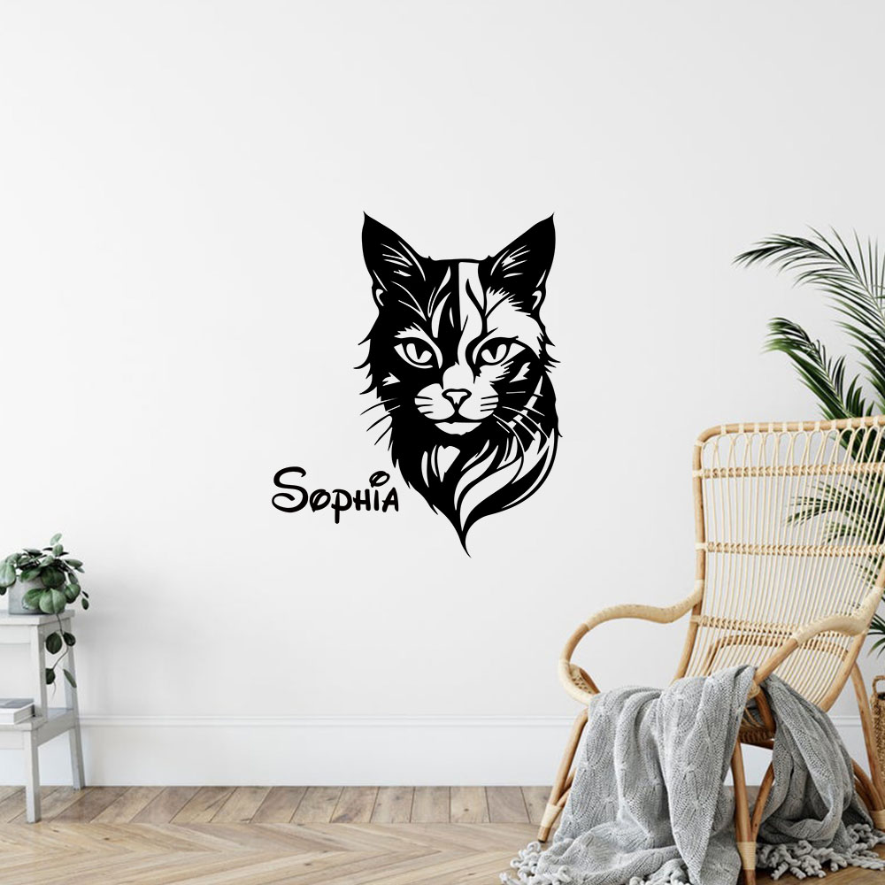 1PC Cute Cat Personalized Name - Home Decor Sticker 评论和价格