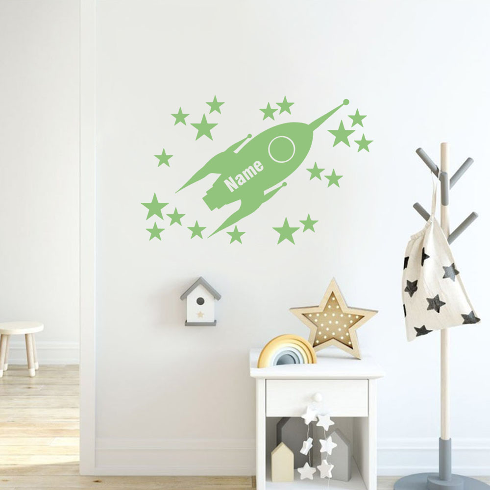 1pc Cartoon Rockets and stars  - Home Decor Sticker 评论和价格