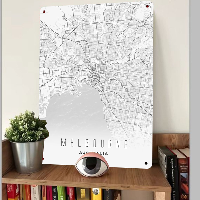 Melbourne City Map Metal Wall  - Home Decor Melbourne 评论和价格