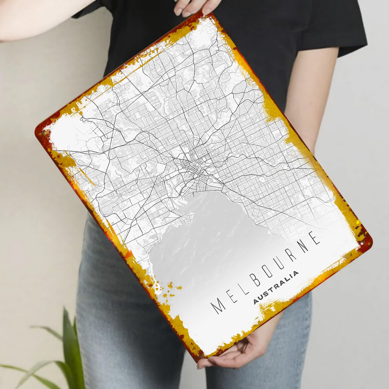 Melbourne City Map Metal Wall  - Home Decor Melbourne 评论和价格