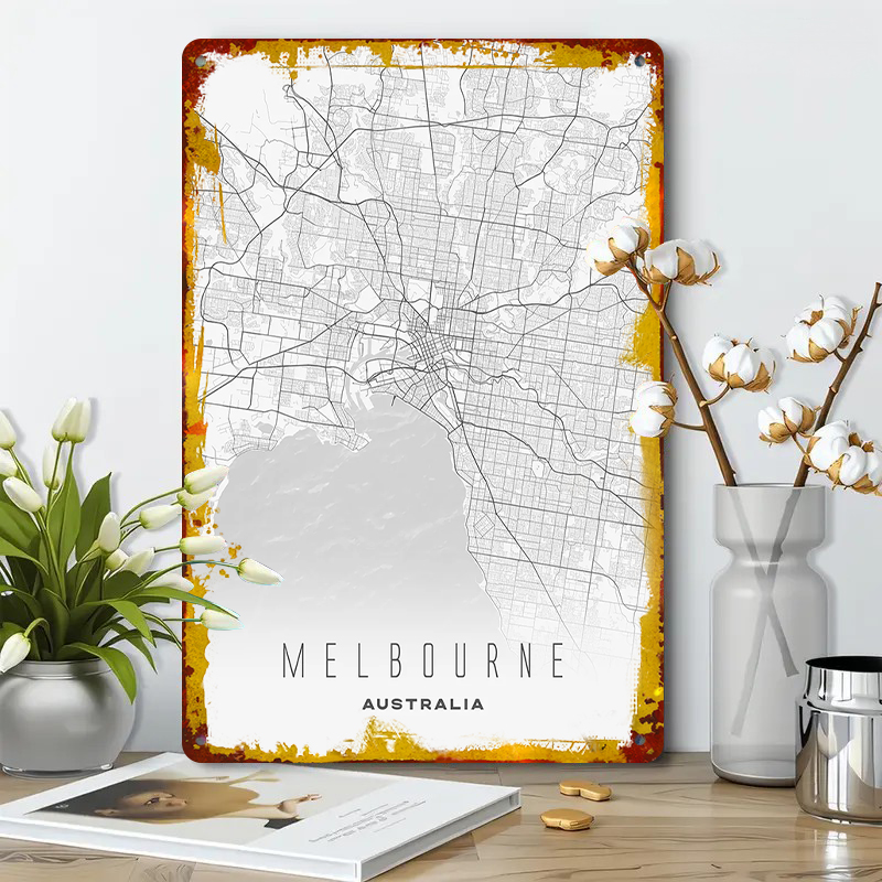 Melbourne City Map Metal Wall  - Home Decor Melbourne 评论和价格